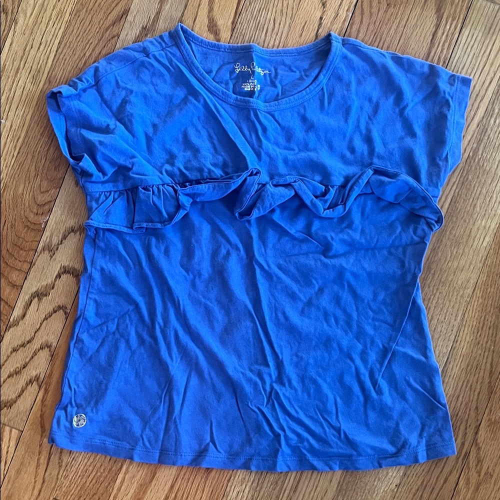 Lilly Pulitzer Royal Blue Ruffle Front Tee